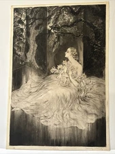 LOUIS ICART ETCHING ANTIQUE Women WOMAN FEMALE MODEL ART DECO SIGNED FAMOUS RARE