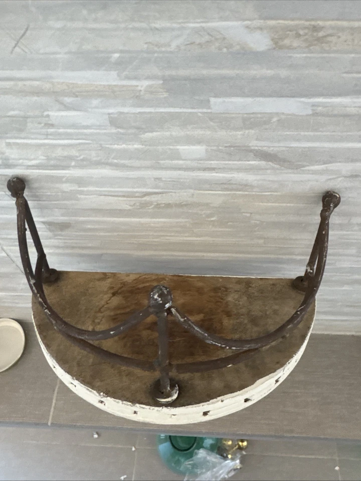 "Par de apliques de pared de hierro de madera estantes campo francés blanco rollo lavado 12,5"" T" Foto 4 de 4