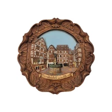 Hand Carved Berkanstel an der Mosel Round Wooden Cabin Decor Wall Art Woodsy Art