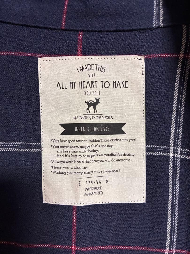 179 Checked Long Sleeve Buttonless Jacket Cotton … - image 2