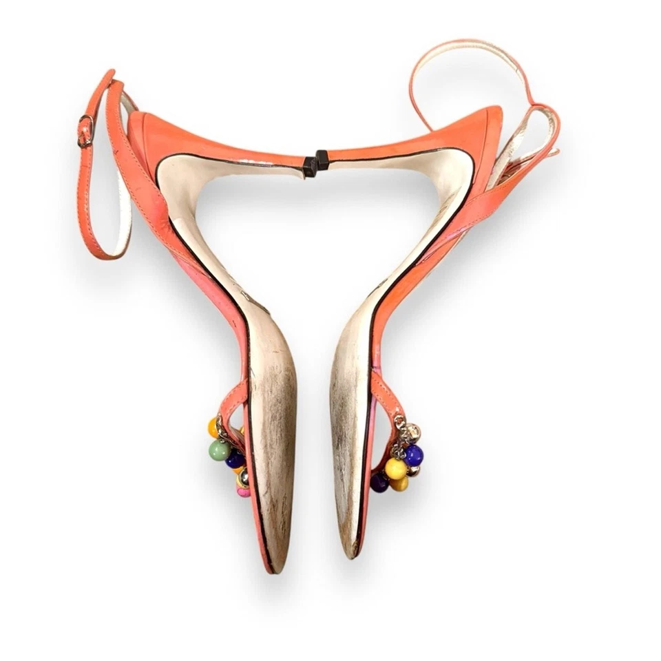 Dolce & Gabbana Y2K Vernice charol rosa coral tiras tacones con cuentas 38,5 Foto 3 de 4