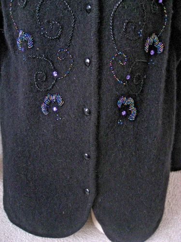 Ladies Vintage St Michael (M&S) Black Beaded Evening Cardigan Size 10 Lambswool - Picture 3 of 8