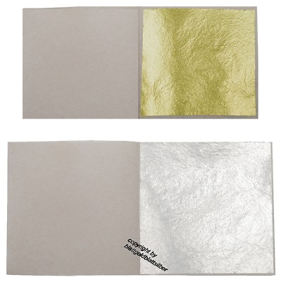 10 Blatt Echtes Blattgold 22 Karat 3,8x3,8cm + 10 Blatt Echt Blattsilber 5x5cm