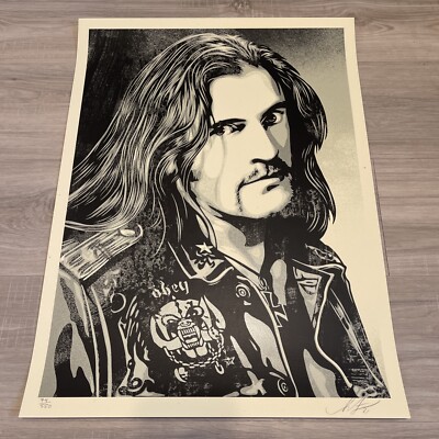 Shepard Fairey Lemmy Damaged Case Signed Art Print OBEY GIANT #/550 Motorhead