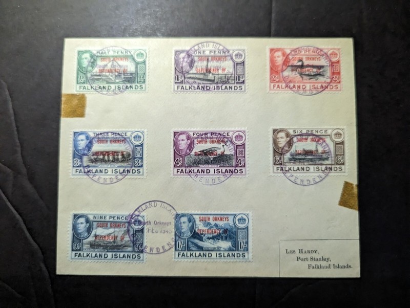 1945 Falkland Islands Cover South Georgia to Port Stanley Les Hardy
