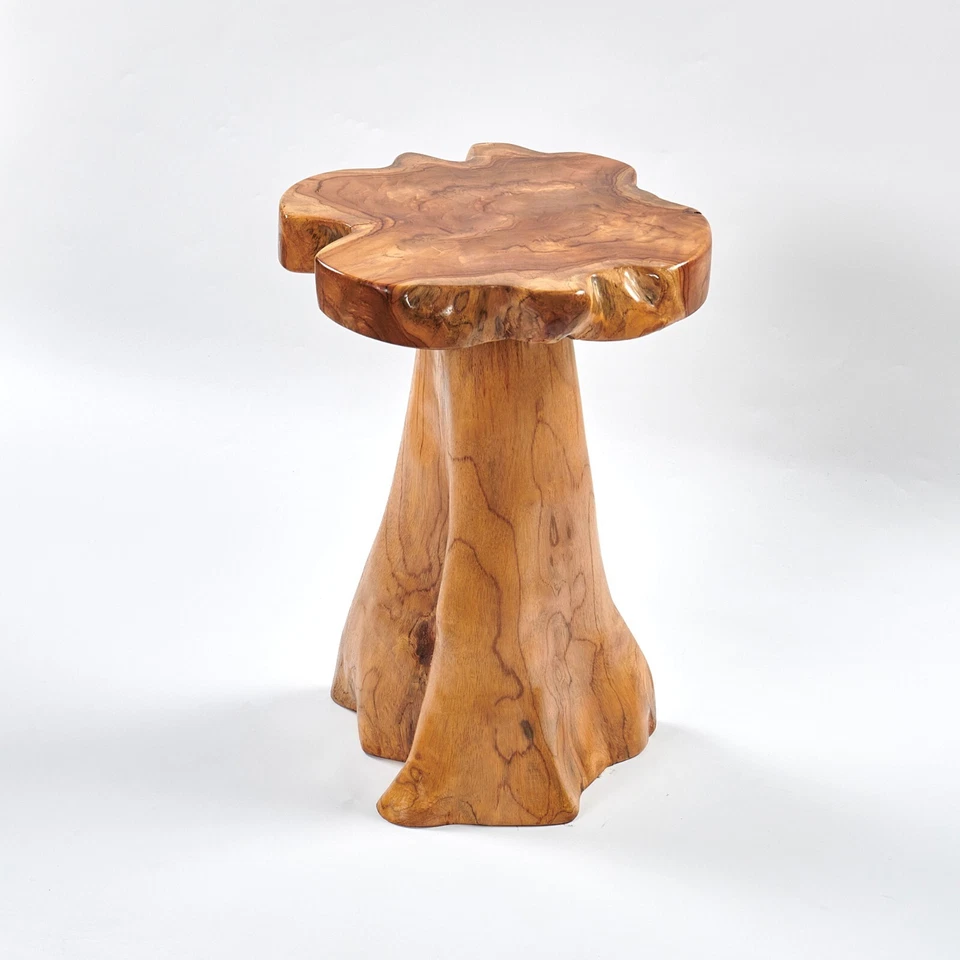 Rustic Teak Tree Stump Table – Live Edge Side Table or Stool, Natural Wood, Gift - Image 4 of 4