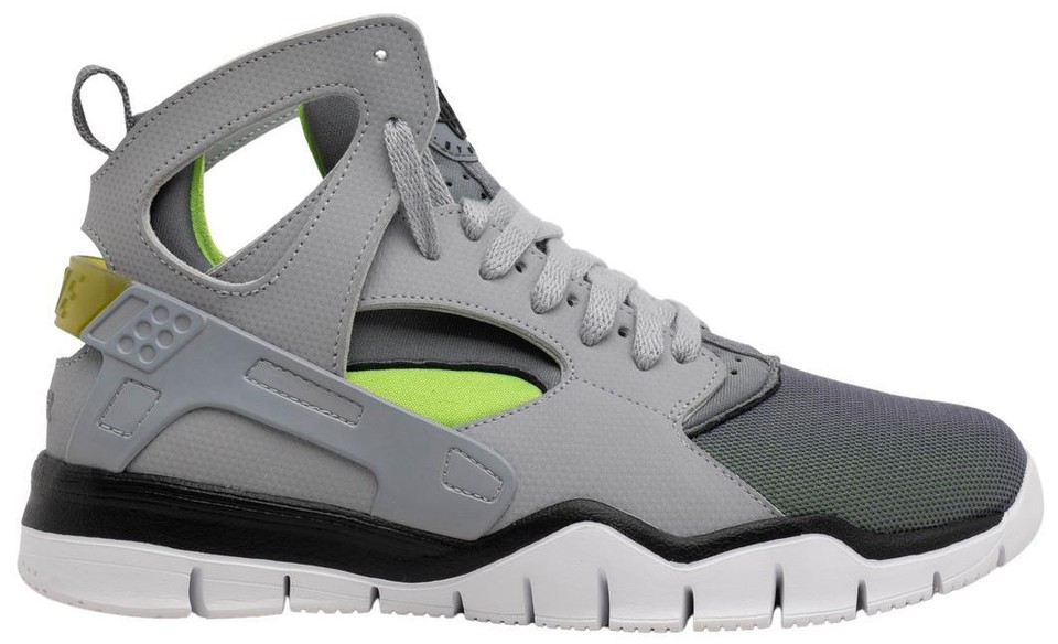 RARE Nike Huarache Basketball 2012 Gray Neon Green 488054-030  Mens Size 8‎ Size 8 - Nike Air Huarache BBall 2012 Gray for sale online  main image 3