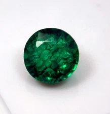 Certified Natural Colombian Green Emerald 14.25 Ct Round Cut Loose Gemstone