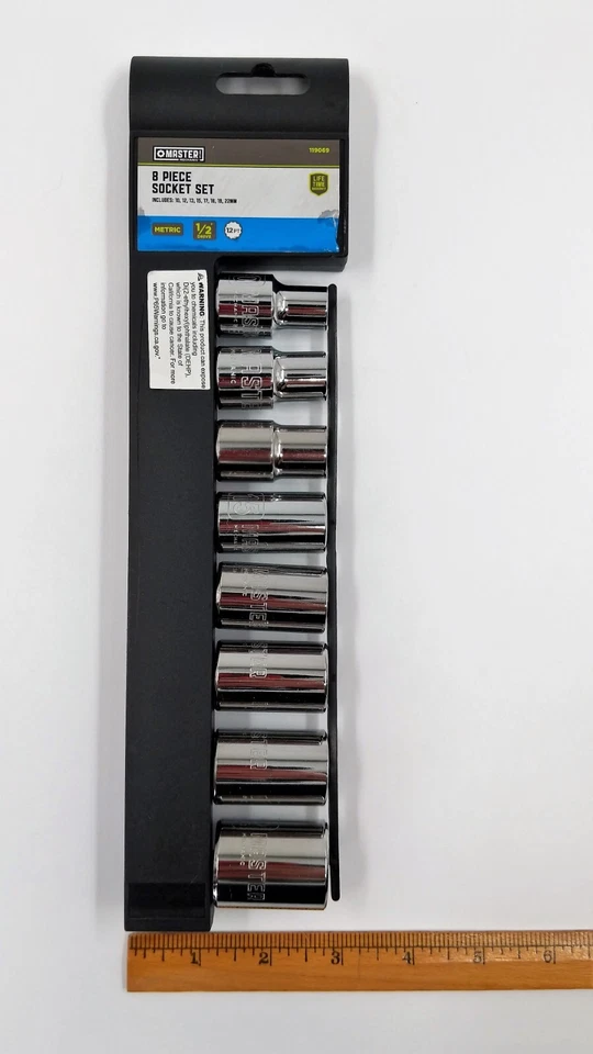 NEW! 8-Piece ½” Drive Metric Socket Set 12 PT, 10mm – 22mm, Master Mechanic - Image 3 of 4