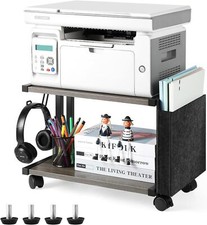 Printer Stand Under Desk Printer Table with Storage  Wheel for Home Office Grey