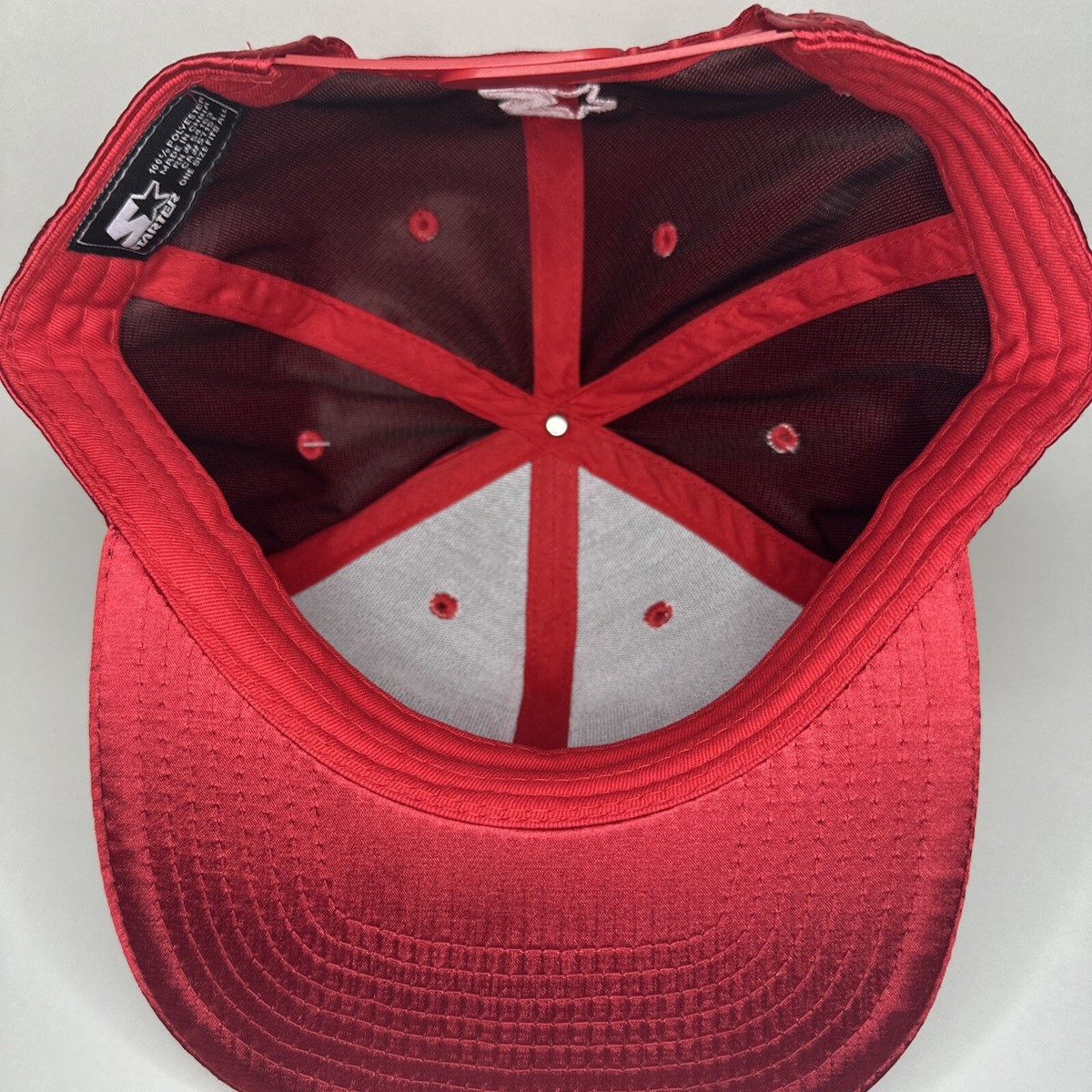 Starter Satin Snapback Embroidered Flat Brim Adjustable Red