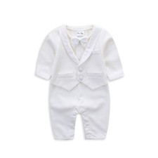 NEW Baby Boy Formal suit Christening Baptism Wear Bodysuit Rumper Newborn - 1