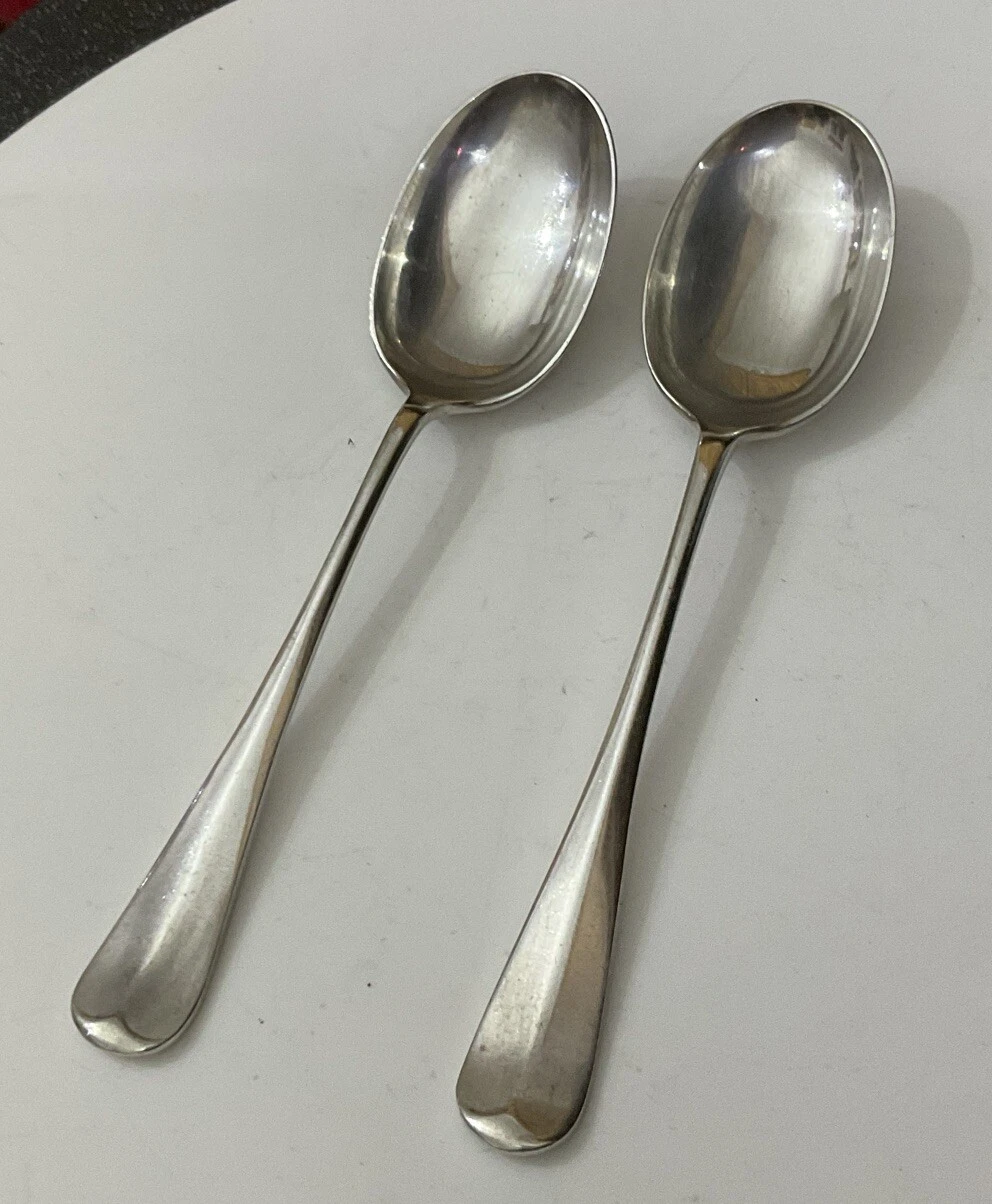 Vintage 2 Cooper Bros Silver Plate 20cm RAT TAIL RATTAIL Serving Spoons Cutlery