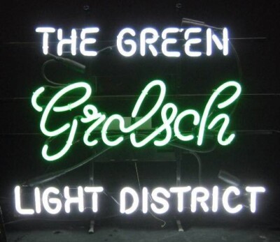 Grolsch Beer The Green Light District Neon Sign Lamp Poster Hanging Glass 24x20