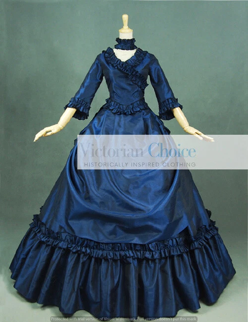 Викторианский готический французский суеты фантазии 5шт тафта бальное платье театр костюм 330 - Изображение 2 из 4