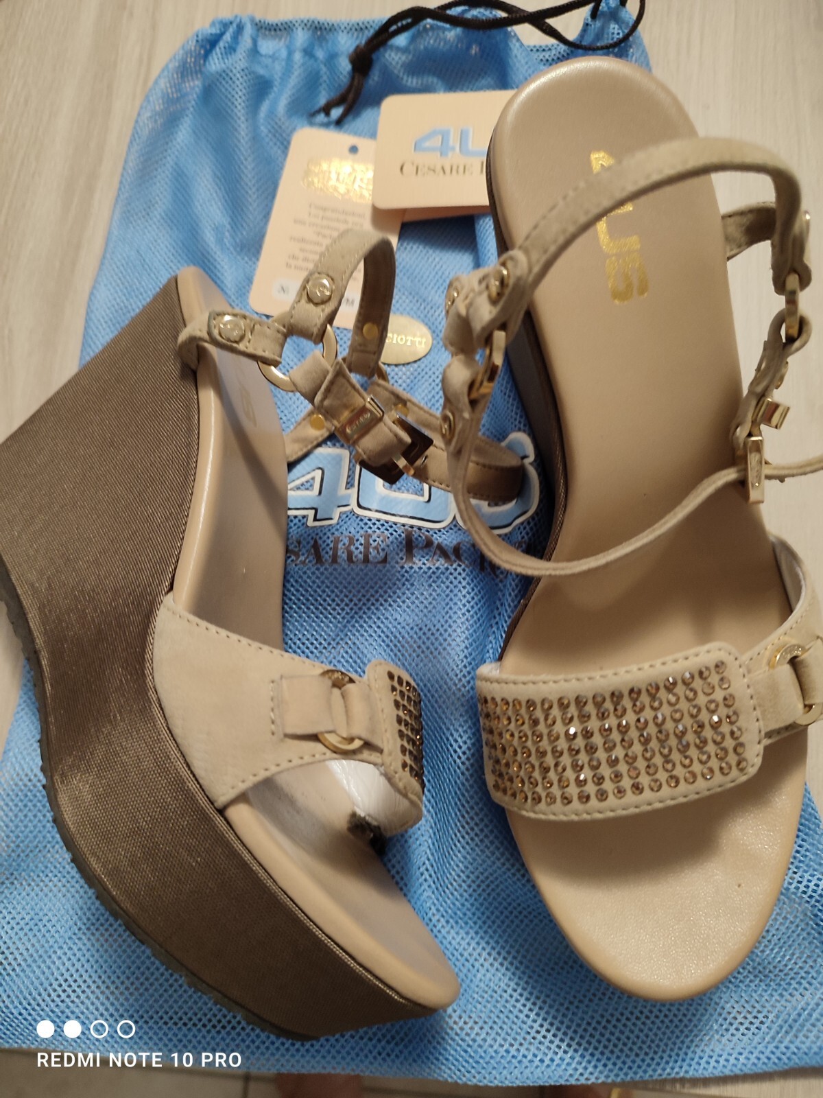 Women's wedge sandals 10 cm high. Cesare Paciotti 4US Suede No. 37 image 2