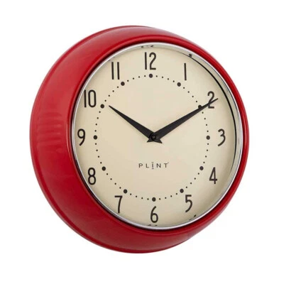 Nostalgie Metall Wanduhr Rot 23cm Vintage Küchenuhr Bürouhr Retro Look Lautlos - Bild 1 von 4