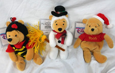 Walt Disney Store Bean Bag Plush Beanies Winnie the Pooh Santa Claus, Snowman