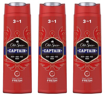   Old Spice Captain Duschgel Shampoo Shower Gel Herren Körper Haar 3x 250ml  