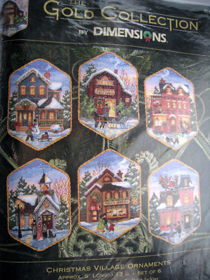 Dimensions GOLD COLLECTION Counted Tree Ornament Kit,CHRISTMAS VILLAGE,USA,8785
