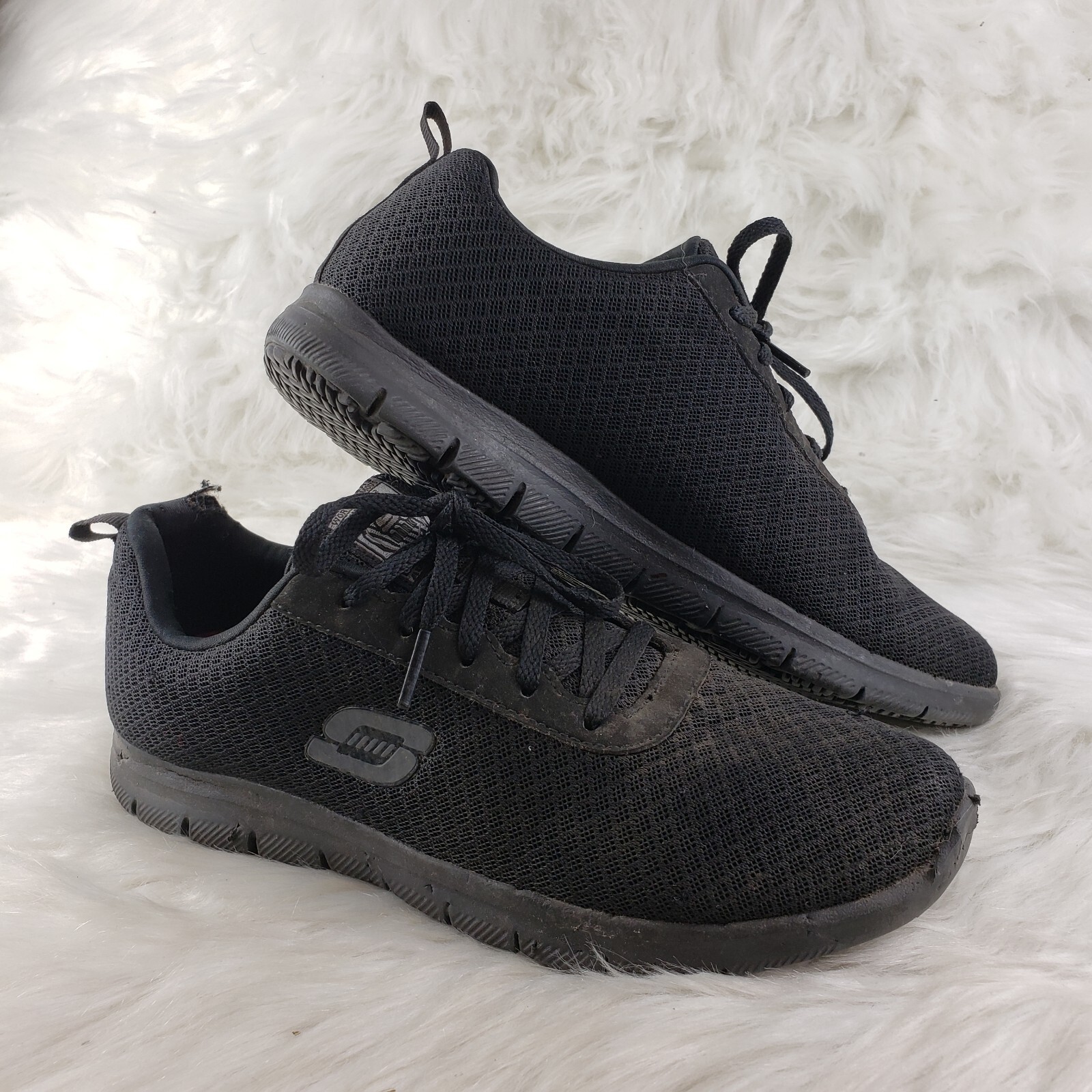 SKECHERS WORK Black Slip Resistant Shoes Womens Size US EUR 38