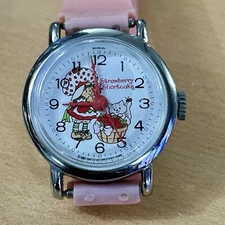 Strawberry Shortcake Vintage 1980s Bradley Mechanical Wind Up Wrist Watch Works!