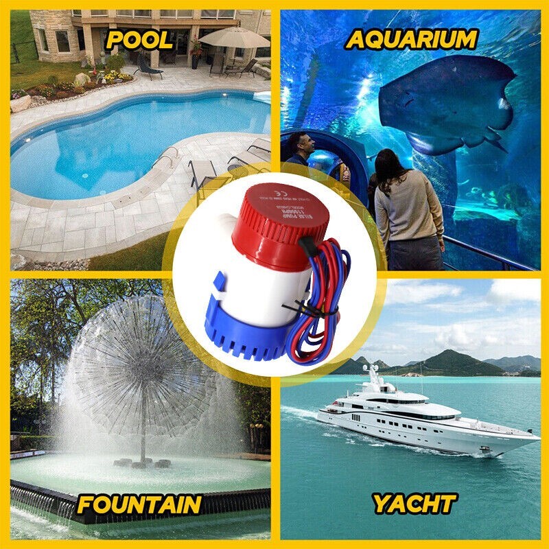 NEW 1100GPH 12V Electric Bilge Pump Boat Marine Submersible Sump Water Transfer