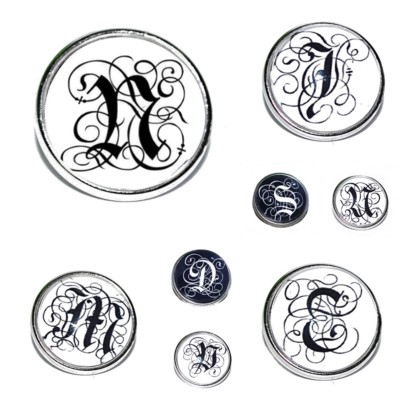 AUSWAHL +++ Button Druckknopf MONOGRAMM Alphabet Initialen Armband Ring Kette