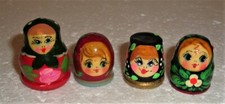 Beautiful Russian SET OF FOUR THIMBLES ~ Wooden Hand painted ~ NEW
