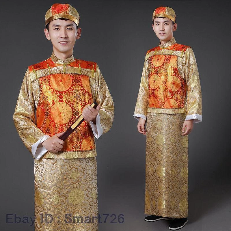 Disfraz de disfraz tradicional chino para hombre ropa Qing príncipe emperador túnica espectáculo Foto 4 de 4