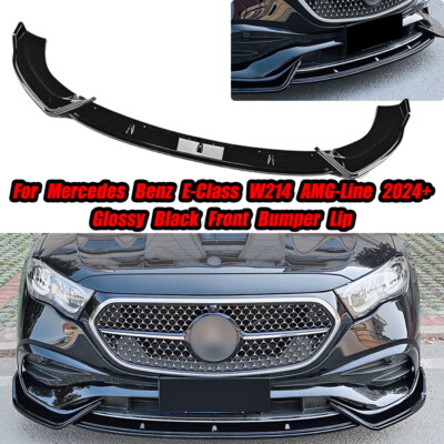 Car Black Front Bumper Spoiler Lip Kit For Benz E Class W214 2024+ E260 E300 AMG