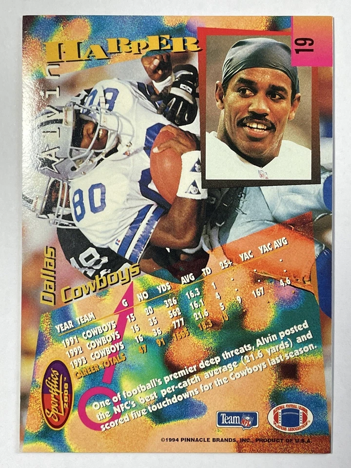 ALVIN HARPER Dallas Cowboys, Buccaneers 1994 Sportflics 2000 3D Card #19 - Image 4 of 4