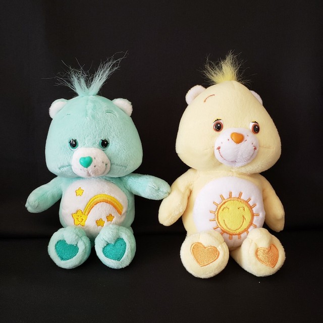 Care Bears 2002 8" Green Plush Wish Bear and 9" Funshine Sunshine Stuffed Toy eBay