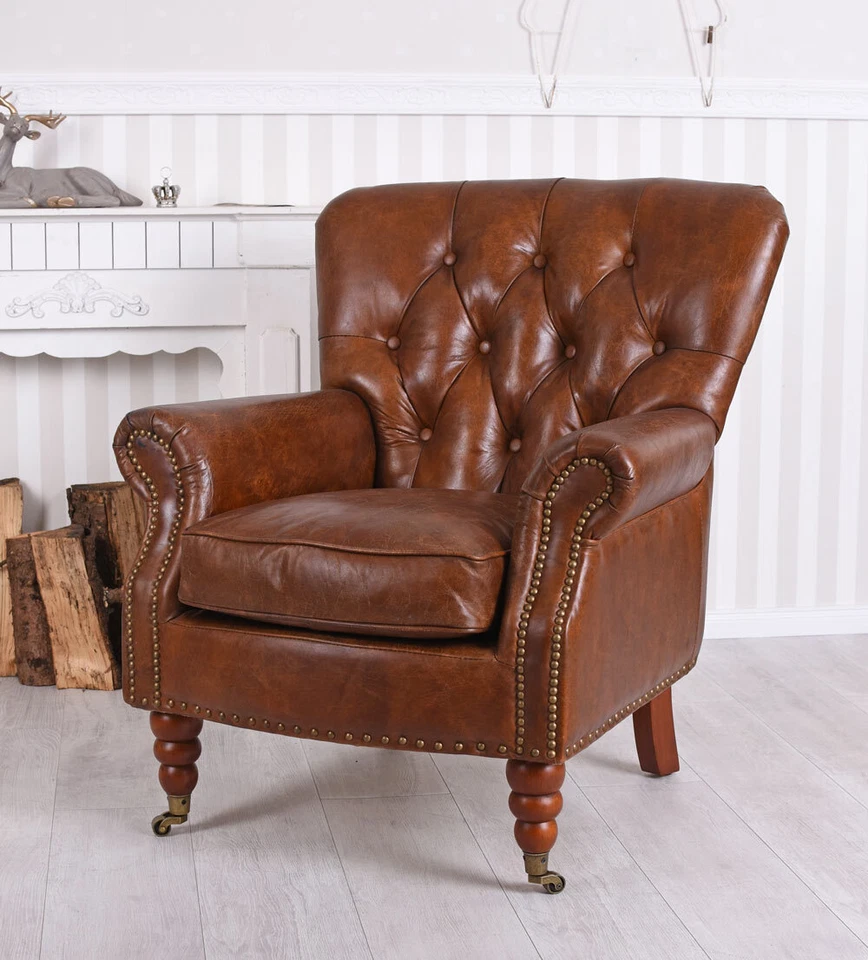 PALAZZO INT Poltrona club inglese art deco poltrona Chesterfield poltrona in pelle poltrona a orecchioni antica