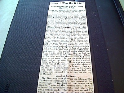 67-9  ephemera 1916 article ww1 harry morrison wins d s m falmouth