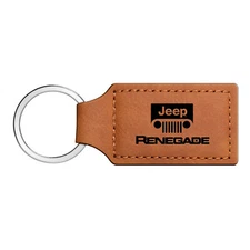 Jeep Renegade Rectangular Brown Leather Key Chain Key-Ring