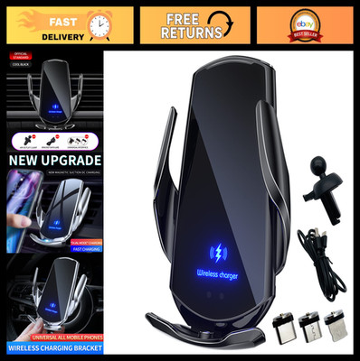15W Wireless Car Charger - Fast Charging Auto-Clamping Vent Mount Phone Holder