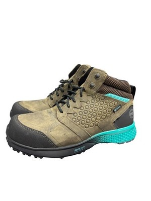 Timberland PRO Women Reaxion Mid Composite Safety Toe Waterproof Brown/Blue 8.5