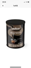 LavAzza Espresso Ground Coffee, Medium Roast, 100% Arabica, 8 oz Tin (9 Tins)