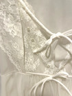 VTG Shadowline White Bridal Peignoir Lace Sheer Pearls Long Gown Robe Slippers — photo 6