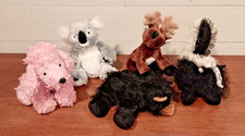 Lot of 5 Webkinz Skunk, Black Bear, Reindeer, Pink Poodle  Koala with No Codes