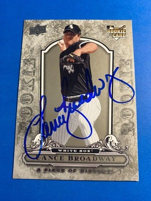 LANCE BROADWAY 2008 UPPER DECK A PIECE OF HISTORY AUTO SIGNED CHICAGO WHITE SOX
