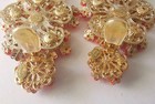 LAWRENCE VRBA HUGE CATWALK DANGLE EARRINGS FAUX CORAL PEARL GOLD PLATED ACCENTS — photo 8