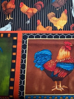 Down on the Farm Chicken Fabric Dan Morris 2 Coordinates Cotton 1 Yard each