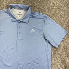 Adidas Golf Polo Shirt Mens Size Large Blue Black Allover Dots Short Sleeve