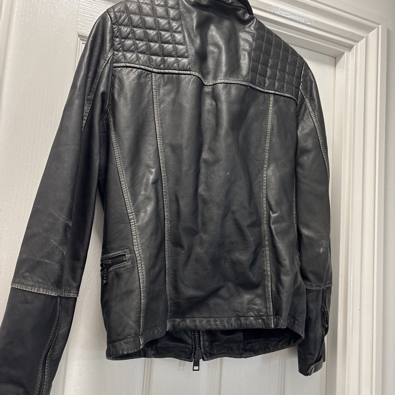 AllSaints ‘Cargo’ Leather Jacket RRP £399 Distressed Look Men’s Extra Small image 4