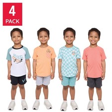 Pekkle Kids 4-Pack Pocket Shorts Elastic Waist Blue Green 2T-5
