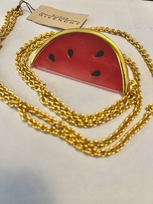 Vintage GIVENCHY Paris New York Red Watermelon Slice Necklace NWT