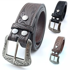 Western Belt Handmade Men's Full Grain Leather With Buckle Cowboy Rodeo US SHIP