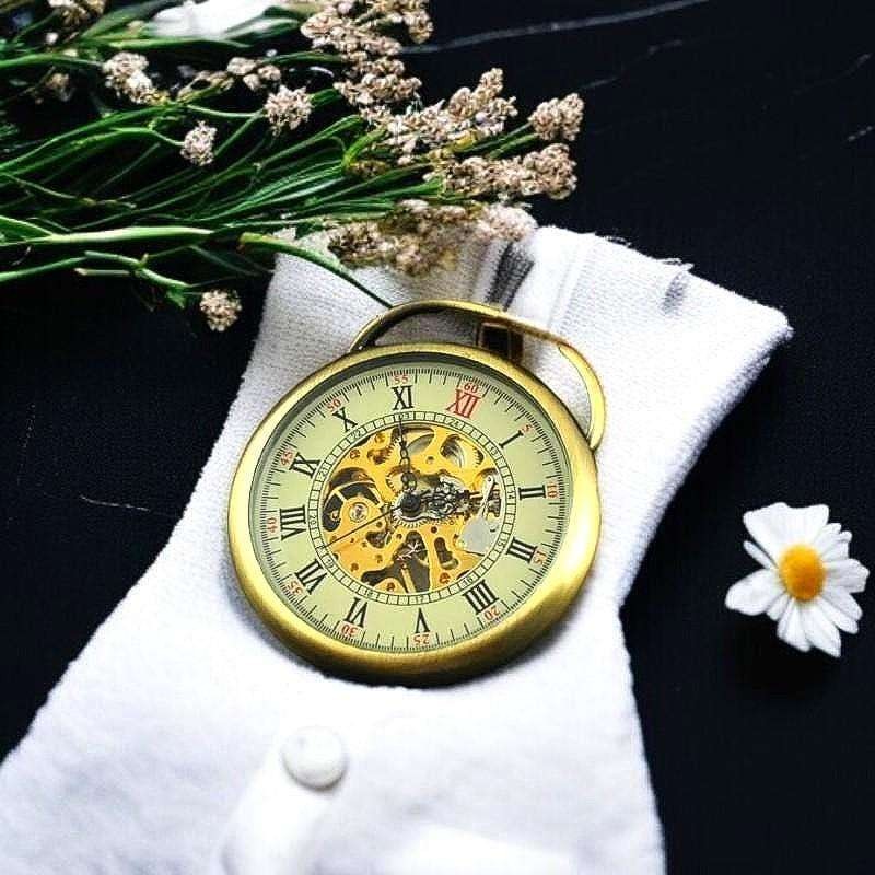 Montre de poche gravée en laiton AZ, gousset vintage de haute précision style authentique